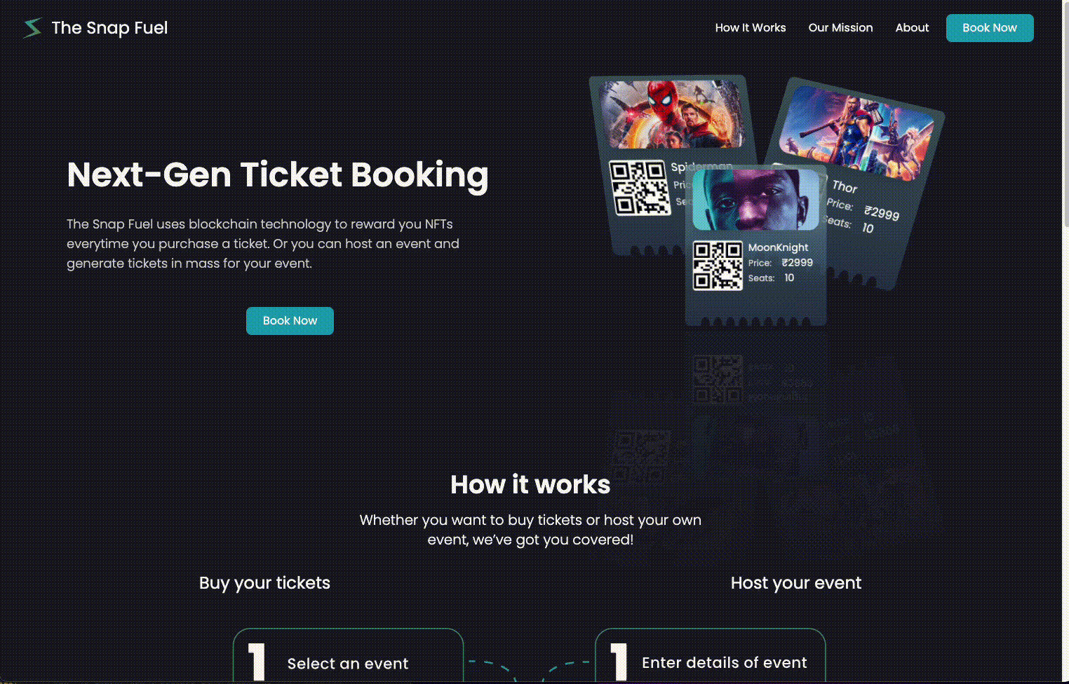 A freelance project for a startup for users to book tickets to an event and making a marketplace for enabling the trading of those NFT tickets. Developed the front end using Nextjs. 